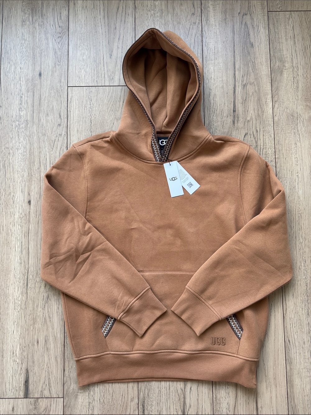 UGG Tasman Hoodie Chestnut Brown Men’s Large Hooded Sweatshirt Front Pocket NWT